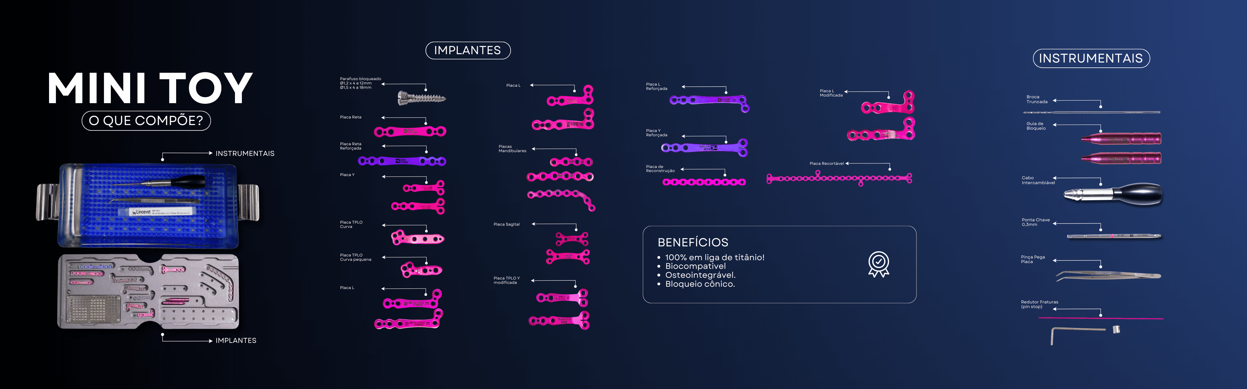 Composição do sistema mini toy - ortopedia veterinária