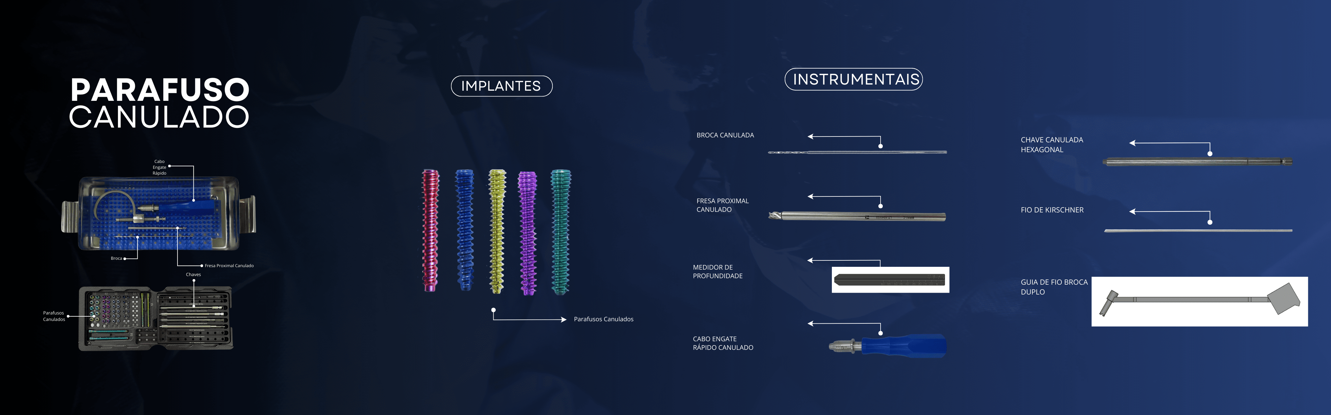 Composição do sistema Parafuso Canulado - ortopedia veterinária